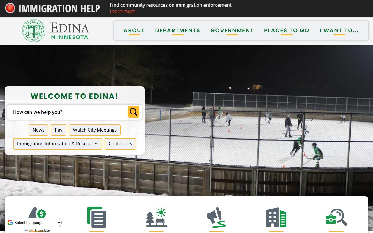 Edina city homepage with police and felony records links