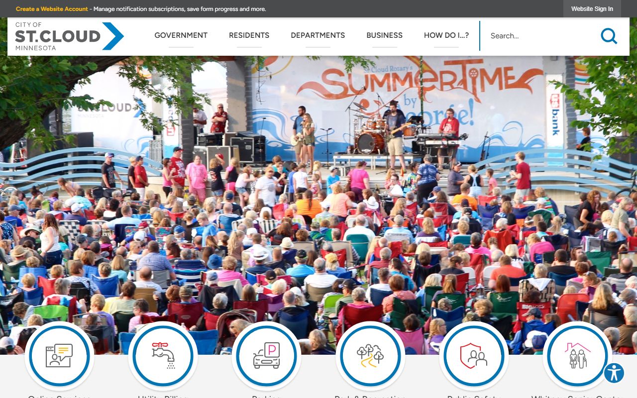 St. Cloud city homepage with police and felony records links