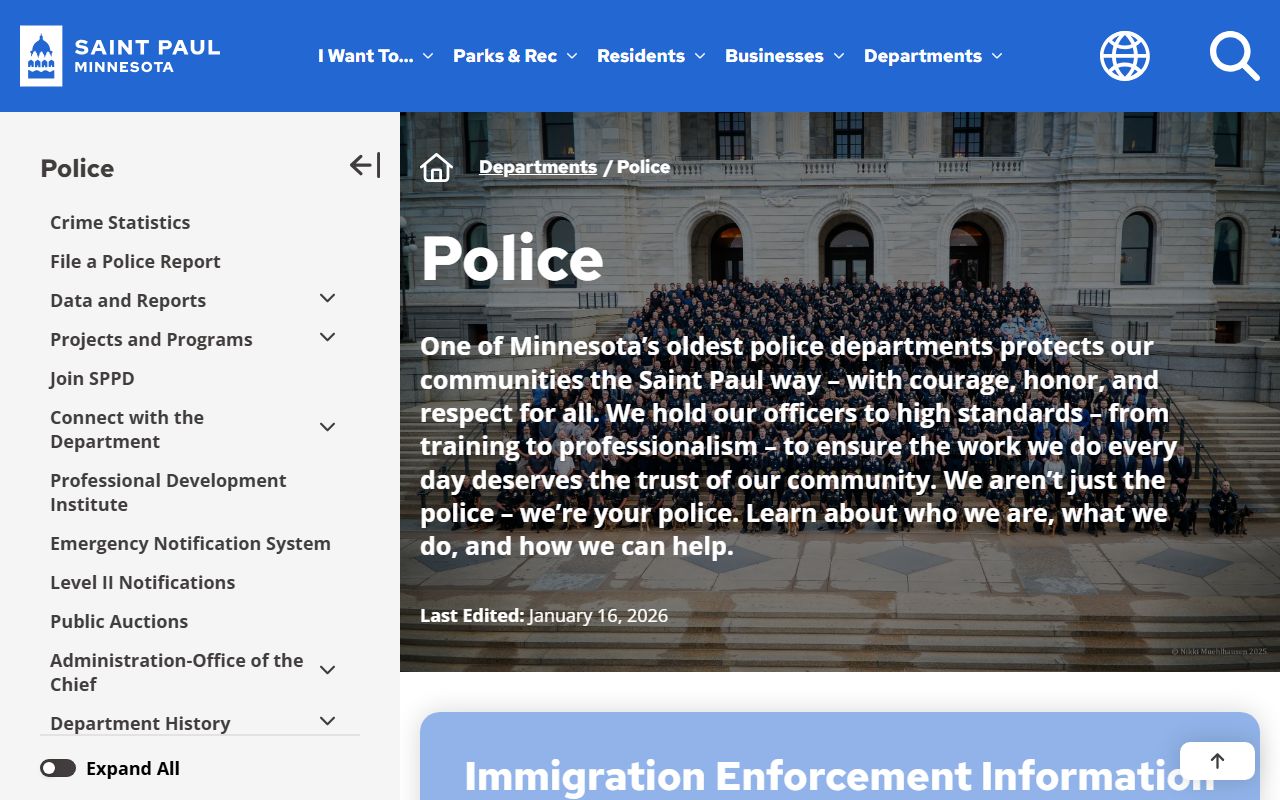 St. Paul Police Department page for felony records