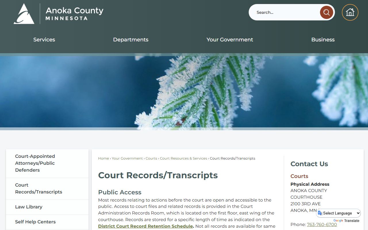 Anoka County Jail information page for felony records