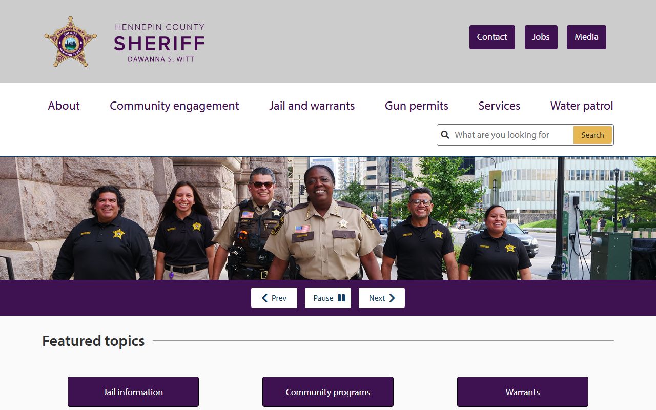 Hennepin County Sheriff Office homepage for felony records