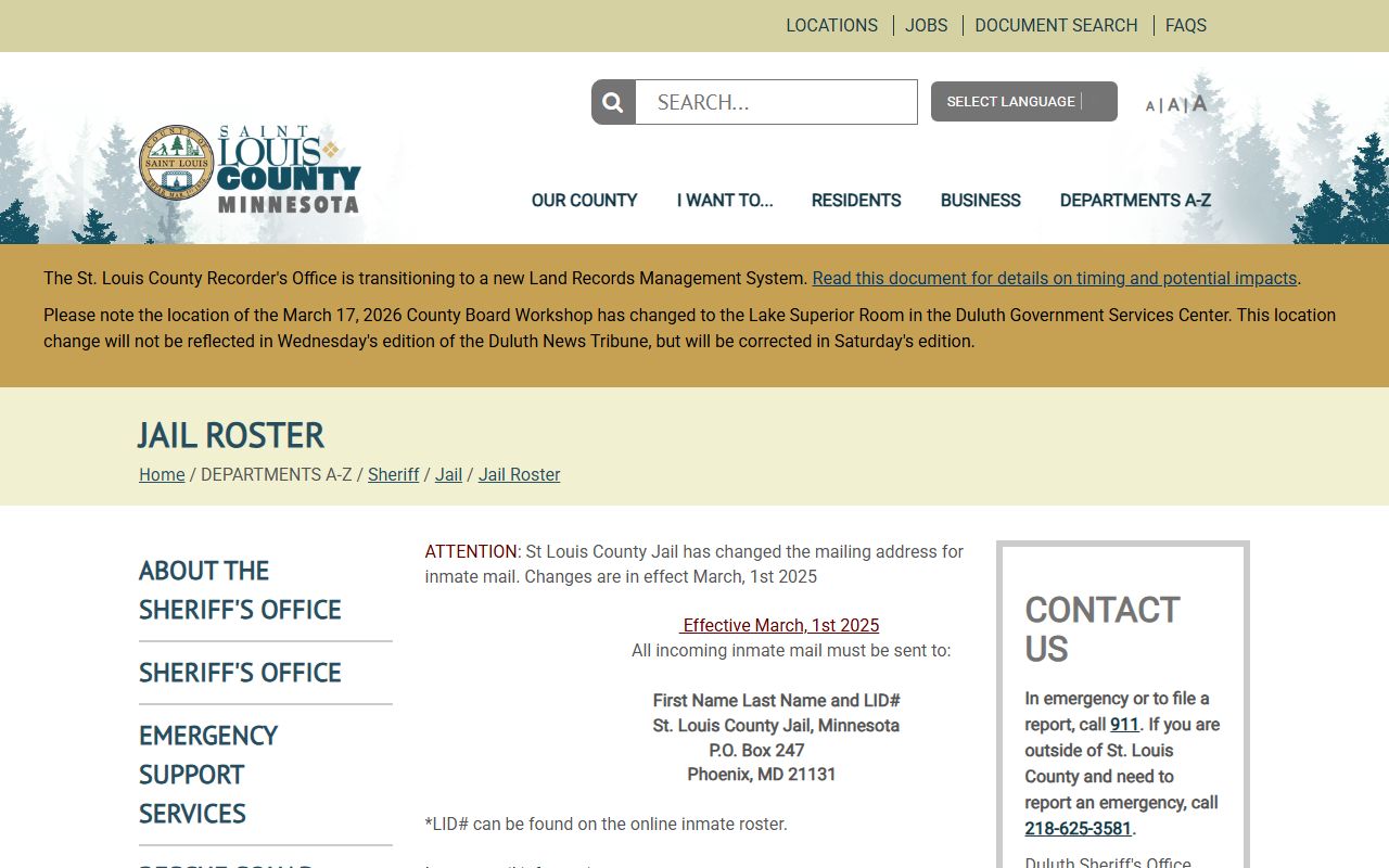 St. Louis County jail roster for felony records