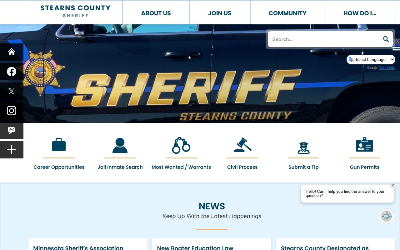 Stearns County Sheriff's Office for felony records