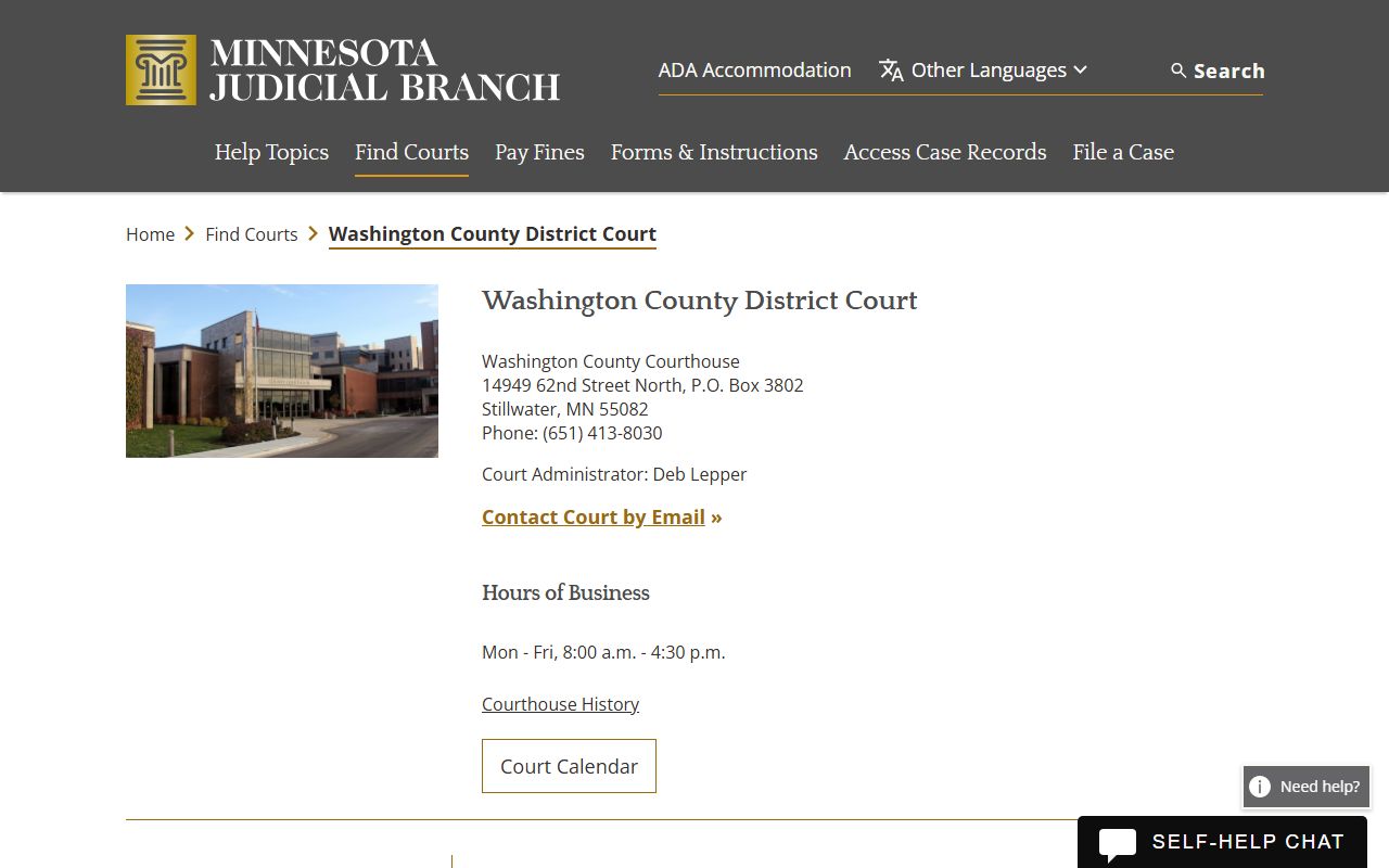 Washington County District Court felony records