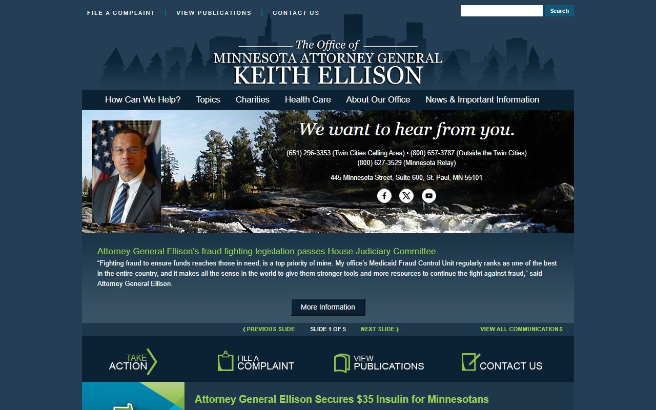 Minnesota Attorney General office page